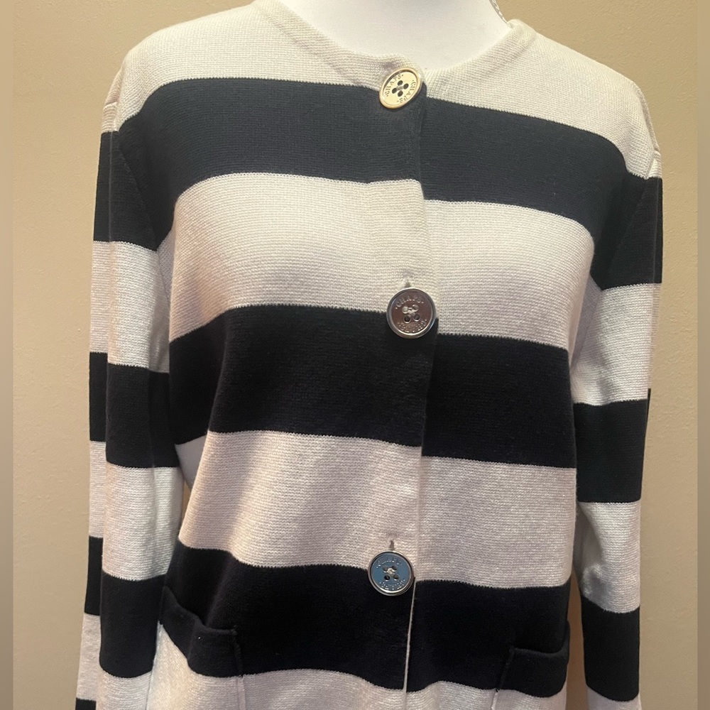 #280 Chaps Black and White Striped Sweater, NWOT - Picture 2 of 7